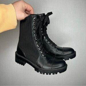 Zara Black Combat Boots with Sparkly Shoelaces
